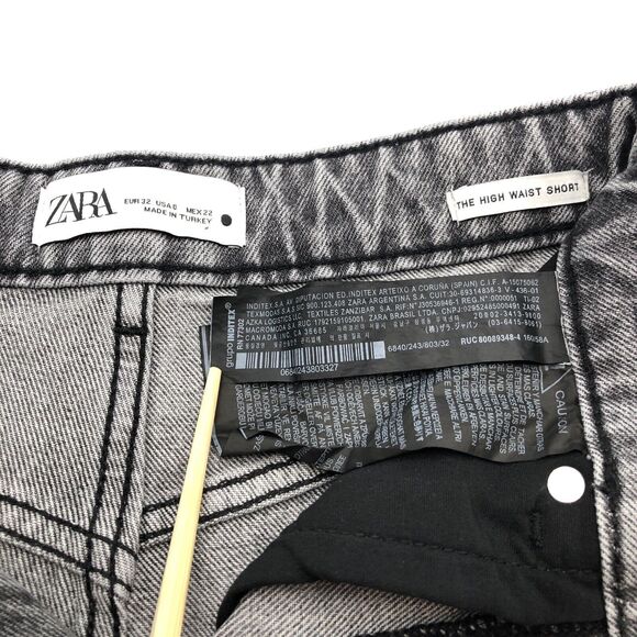 Zara Womens Cut Off Jean Shorts Size 0 High Rise Zip Fly Faded Black Denim - Picture 3 of 7